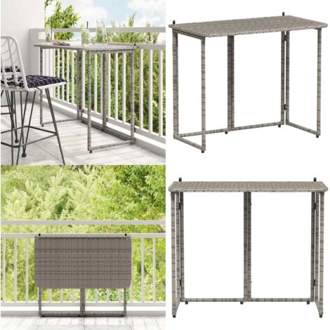 Mesa de jardín plegable gris 90x51x75 cm ratán sintético - Ratán sintético - Mesa de patio