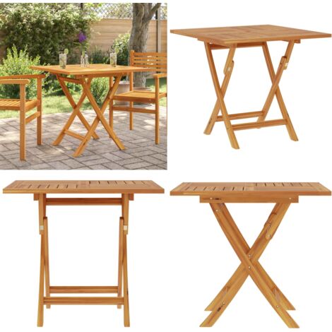 Mesa de jardín plegable madera de teca maciza 85x85x76 cm - Mesa de camping - Mesa de picnic