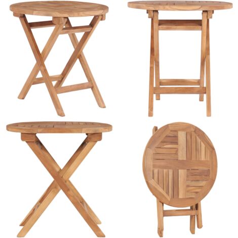Mesa de jardín plegable madera maciza de teca 45 cm - Mesa de exterior - Mesa de madera