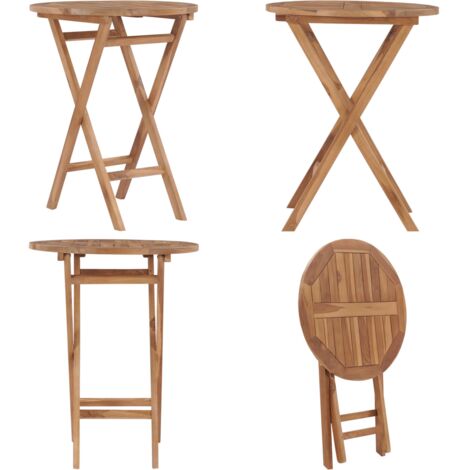 Mesa de jardín plegable madera maciza de teca 60 cm - Mesa de exterior - Mesa de madera