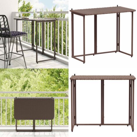 Mesa de jardín plegable marrón 90x51x75 cm ratán sintético - Ratán sintético - Mesa de patio
