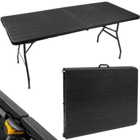 Mesa de jardín plegable negra 180cm