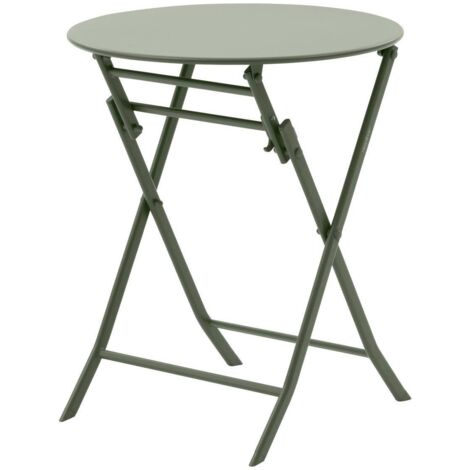 Mesa de jardín plegable redonda de 2 plazas Greensboro Laurel verde de acero - Hespéride