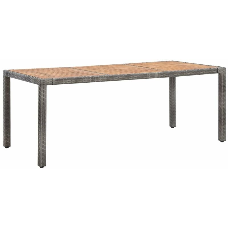 

Mesa de jardin ratan PE gris madera acacia maciza 190x90x75 cm