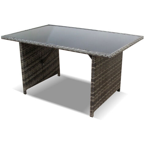 Mesa de Jardin Ratan PE y Cristal Templado. Muebles de Jardin y Terraza
