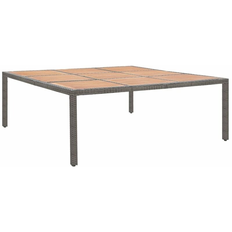 

Mesa de jardin ratan PE y madera acacia gris 200x200x74 cm