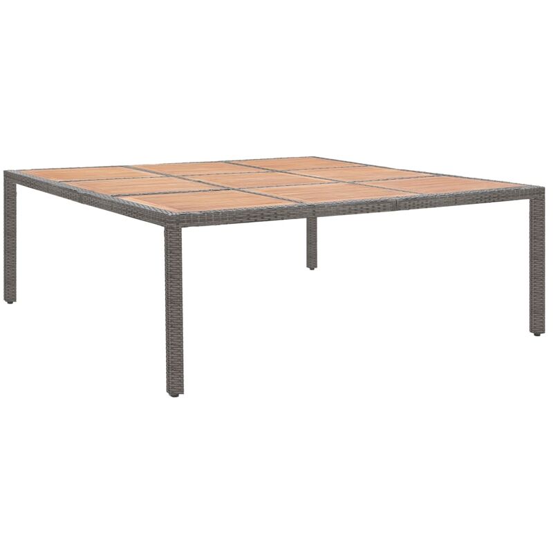 

vidaXL Mesa de jardín ratán PE y madera acacia gris 200x200x74 cm - Gris