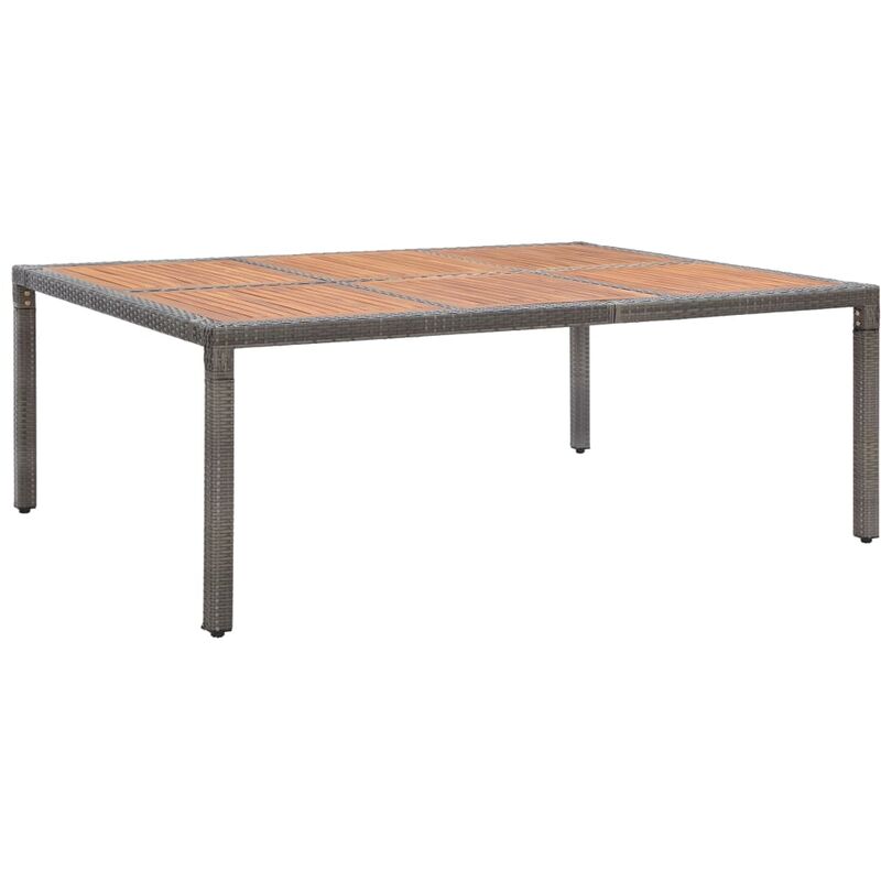 

vidaXL Mesa de jardín ratán PE y madera de acacia gris 200x150x74 cm - Gris