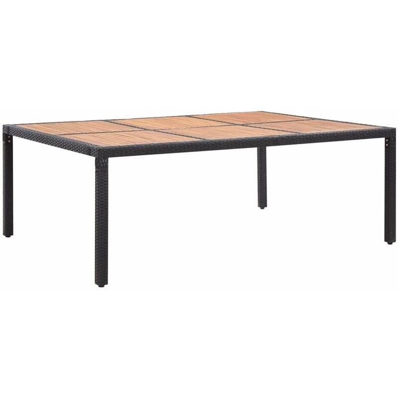 

Happyshopping - Mesa de jardin ratan PE y madera de acacia negro 200x150x74 cm