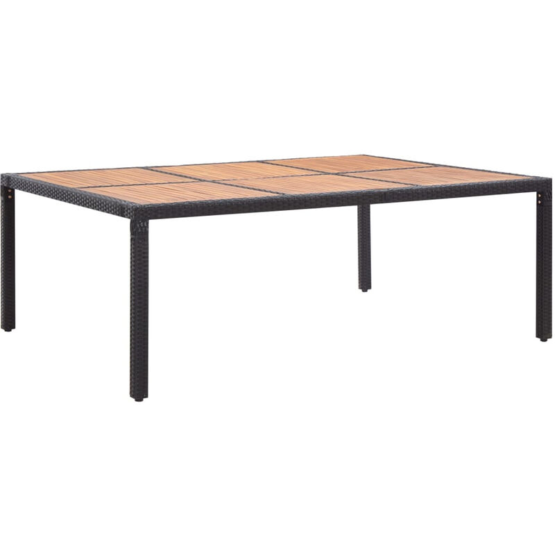 

Mesa de jardin ratan PE y madera de acacia negro 200x150x74 cm