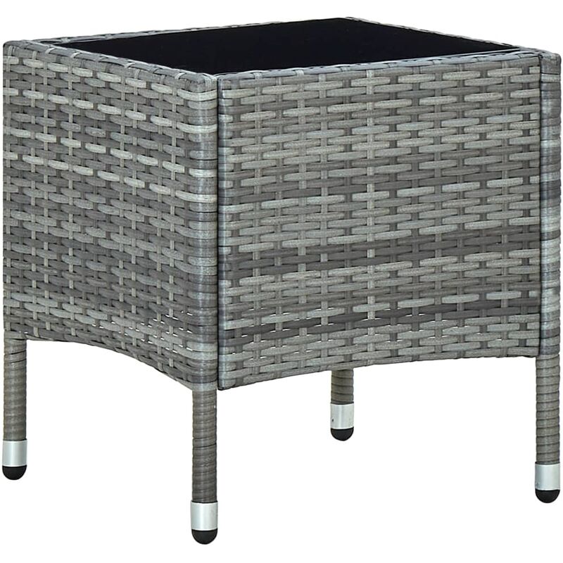 

Mesa de jardín ratán sintético gris 40x40x45 cm
