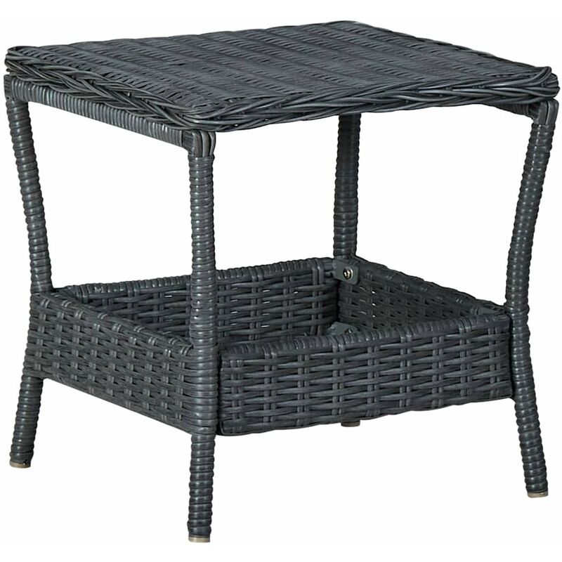 

Mesa de jardin ratan sintetico gris oscuro 45x45x46,5 cm