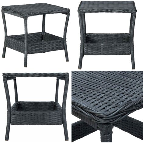 Mesa de jardín ratán sintético gris oscuro 45x45x46,5 cm - Mesa de jardín gris oscuro - Mesa de jardín de poliratán