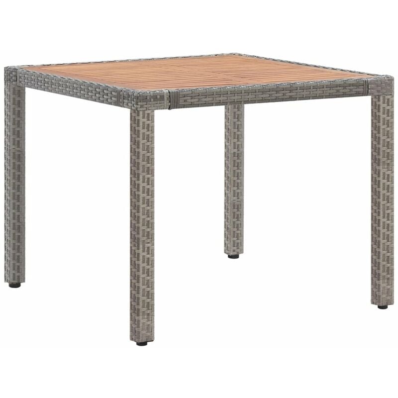 

Mesa de jardin ratan sintetico madera acacia gris 90x90x75 cm