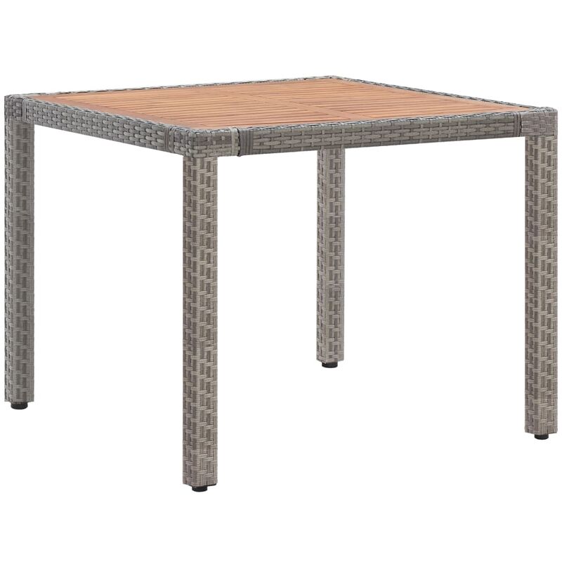 

Mesa de jardín ratán sintético madera acacia gris 90x90x75 cm