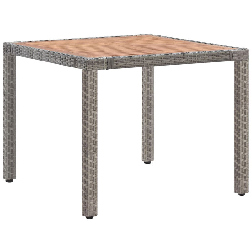 

Mesa de jardin ratan sintetico madera acacia gris 90x90x75 cm