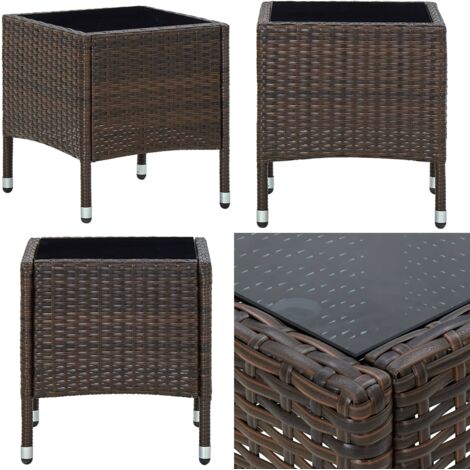 Mesa de jardín ratán sintético marrón 40x40x45 cm - Ratán sintético - Mesa de patio