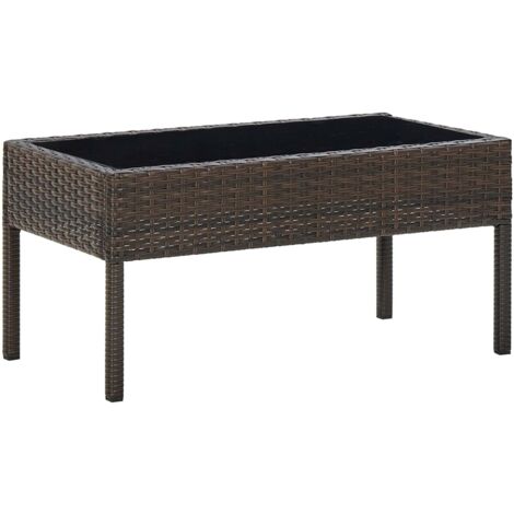 Mesa de jardín ratán sintético marrón 75x40x37 cm