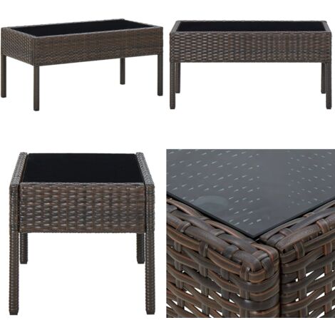 Mesa de jardín ratán sintético marrón 75x40x37 cm - Ratán sintético - Mesa de patio