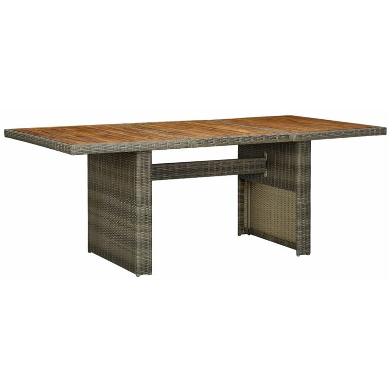 

Mesa de jardin ratan sintetico marron y madera maciza acacia