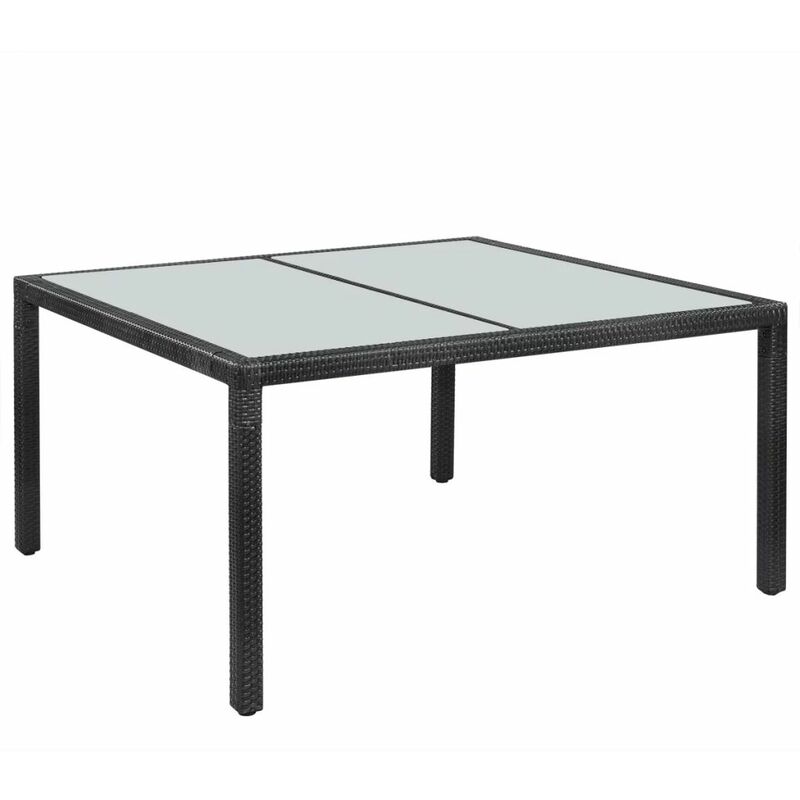 

Mesa de jardín ratán sintético negro 150x90x75 cm