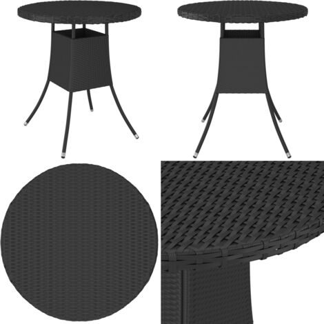 Mesa de jardín ratán sintético negro 70x70x73 cm - Ratán sintético - Mesa exterior