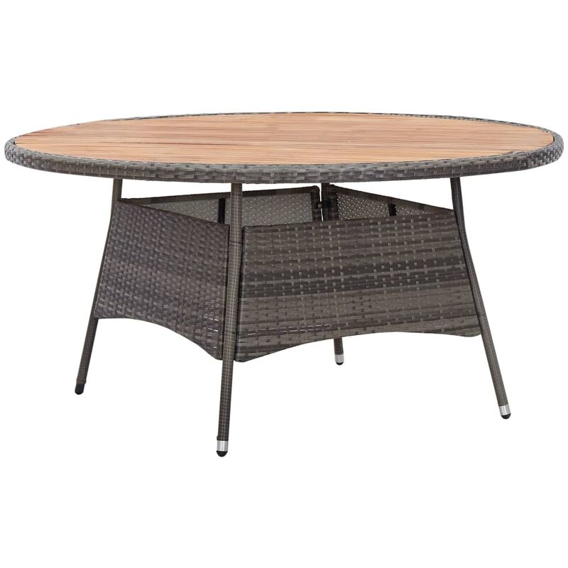 

vidaXL Mesa de jardín ratán sintético y madera acacia gris 150x74 cm - Gris