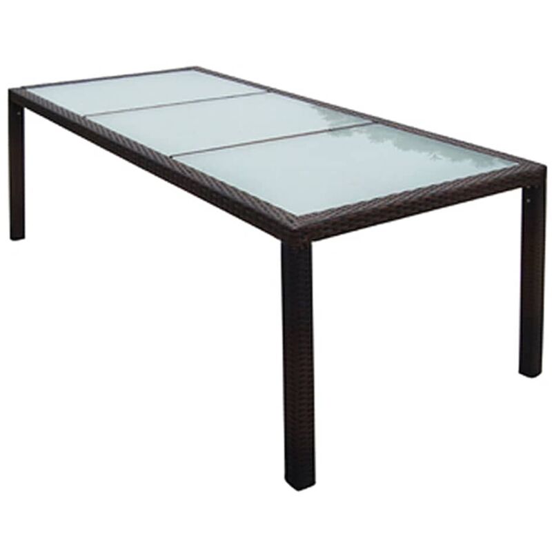 

Mesa de jardín ratán sintético y vidrio marrón 190x90x75 cm