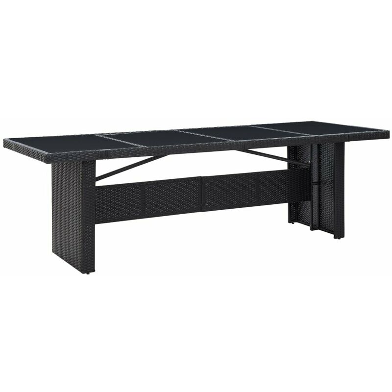 

Happyshopping - Mesa de jardin ratan sintetico y vidrio negra 240x90x74 cm