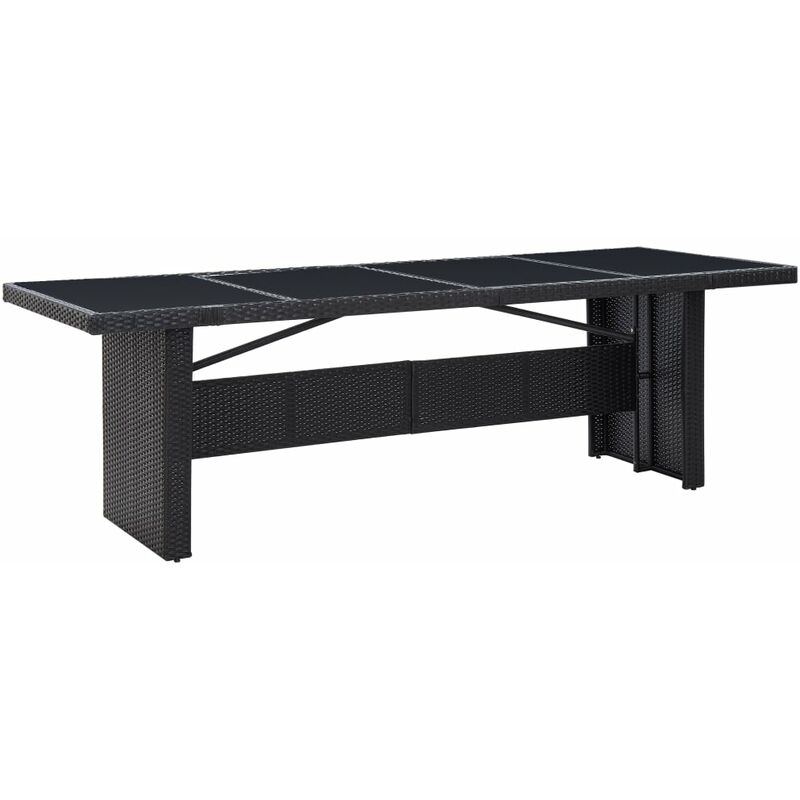

Mesa de jardín ratán sintético y vidrio negra 240x90x74 cm