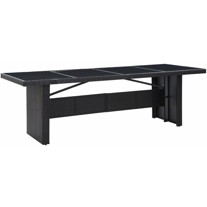 

vidaXL Mesa de jardín ratán sintético y vidrio negra 240x90x74 cm - Negro