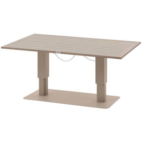 Mesa de jardín rectangular elevable Salimia de arcilla y lino 150 x 80 x 69 cm de aluminio  - Hespéride