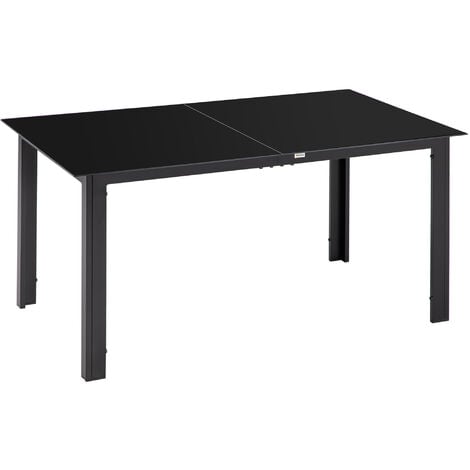 Mesa de jardín rectangular para 6 personas mesa de comedor exterior con marco de aluminio y tablero de vidrio templado carga 50 kg 150x90x74 cm