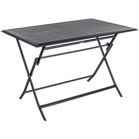 HESPERIDE Mesa de jardín rectangular plegable Azua Antracita - 4 plazas - Hespéride