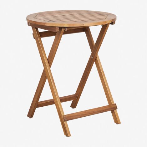 Mesa de jardín redonda Ø60 cm plegable en madera de acacia Delawer SKLUM
