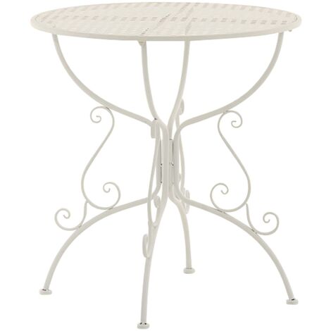 Mesa de jardín redonda Amanda de hierro forjado metal blanco 100004005