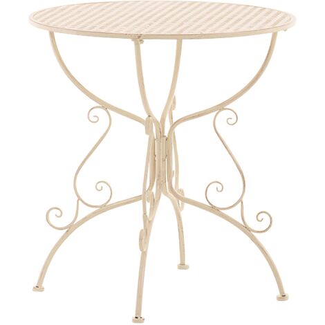 Mesa de jardín redonda de metal crema envejecido altura 74 cm 100004006
