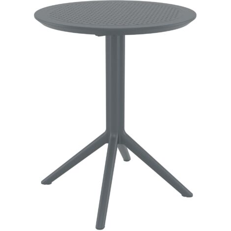 Mesa de jardín redonda de plástico gris oscuro: diseño moderno y resistente 100002957