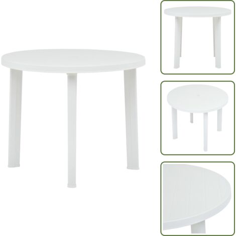 Mesa de jardín resistente - vidaXL Mesa de jardín de plástico blanco 89 cm - Mesa de jardín fácil de limpiar