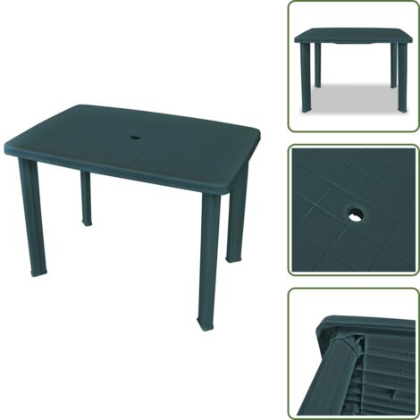 Mesa de jardín resistente - vidaXL Mesa de jardín de plástico verde 101x68x72 cm - Mesa de jardín con sombrilla