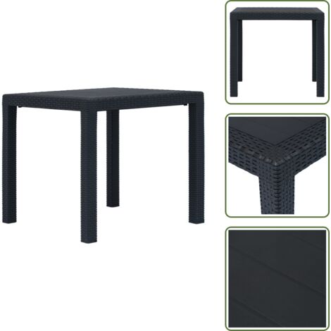 Mesa de jardín resistente - vidaXL Mesa de jardín plástico aspecto ratán gris antracita 79x79x72 cm - Mesa de jardín fácil de limpiar