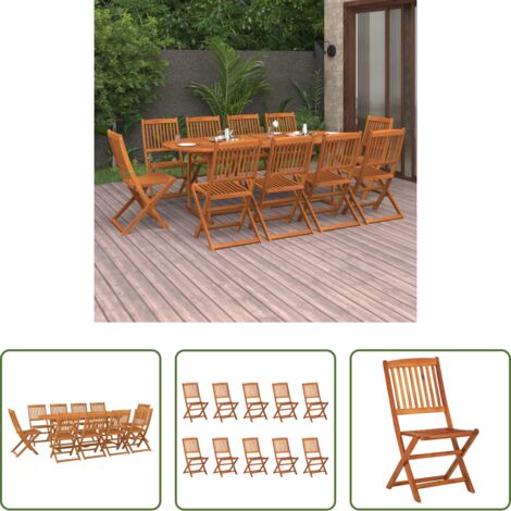 Mesa de jardín -  Set comedor de jardín 11piezas madera maciza acacia 220x90x75cm