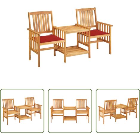 Mesa de jardín -  Sillas y mesito de jardín con cojines madera maciza acacia