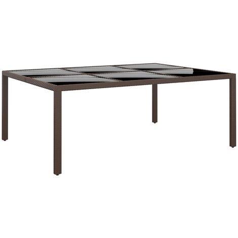Mesa de jardín superficie de vidrio ratán marrón 200x150x75 cm vidaXL
