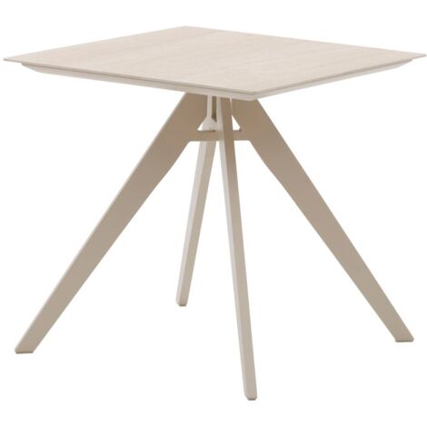 Mesa de jardín Terzano cuadrada de aluminio vainilla y arcilla para 2 personas  - Hespéride