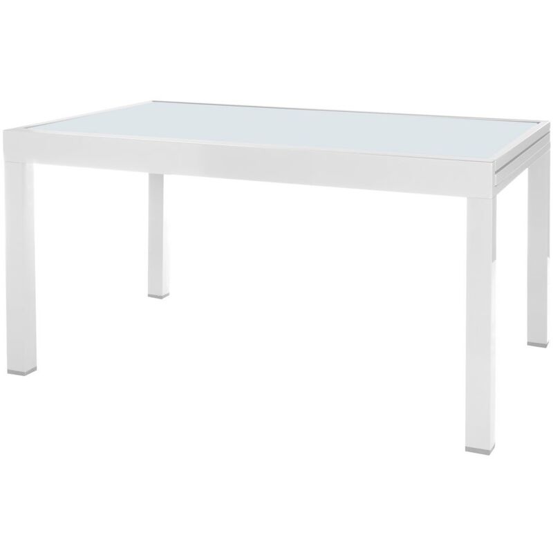 

Lolahome - Mesa de jardín Thais extensible aluminio y cristal blanca de 135x90x74 cm