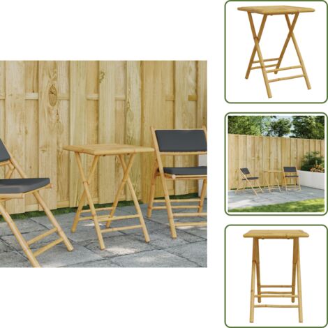 Mesa de jardín ventilada - vidaXL Mesa plegable de jardín de bambú 55x55x75 cm - Mesa de jardín natural