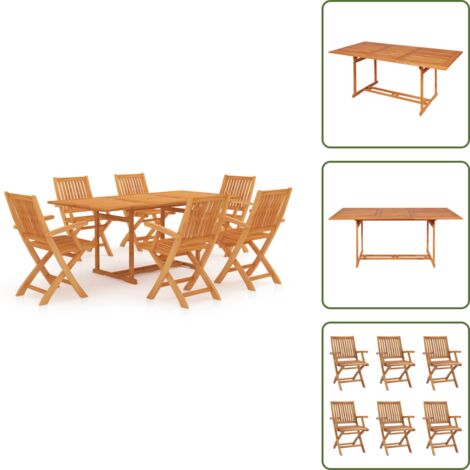 Mesa de jardín - vidaXL Conjunto de comedor de jardín 7 piezas madera maciza de teca - Madera de teca