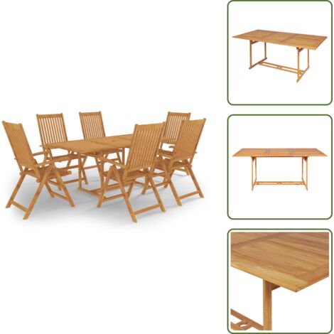 Mesa de jardín - vidaXL Conjunto de comedor de jardín 7 piezas madera maciza de teca - Sillas de jardín