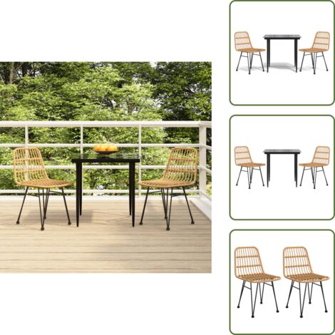 Mesa de jardín - vidaXL Juego de comedor de jardín 3 piezas ratán sintético - Sillas de jardín